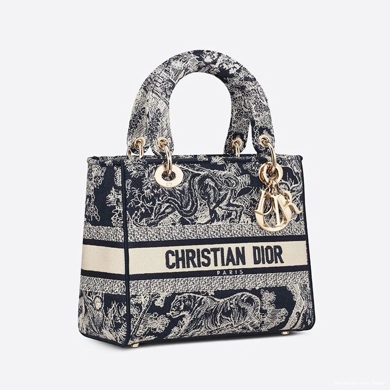 Cheap Lady D-lite Motif Navy de Medium Blue Bag Toile Jouy Canvas 0810 Luxury